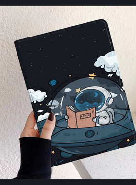 黑色宇宙飞船2021iPad保护套Pro11带笔槽10.2/10.5英寸8.3mini5/6苹果9.7平板air4/3电脑8/9代卡通ipd硅胶软
