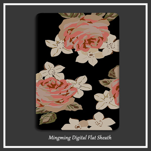 黑色栗子花适用11寸苹果10.2寸iPadPro10.5平板6保护套10.9寸欧美6带笔槽air2三折3mini4书本5硅胶9.7硅胶壳