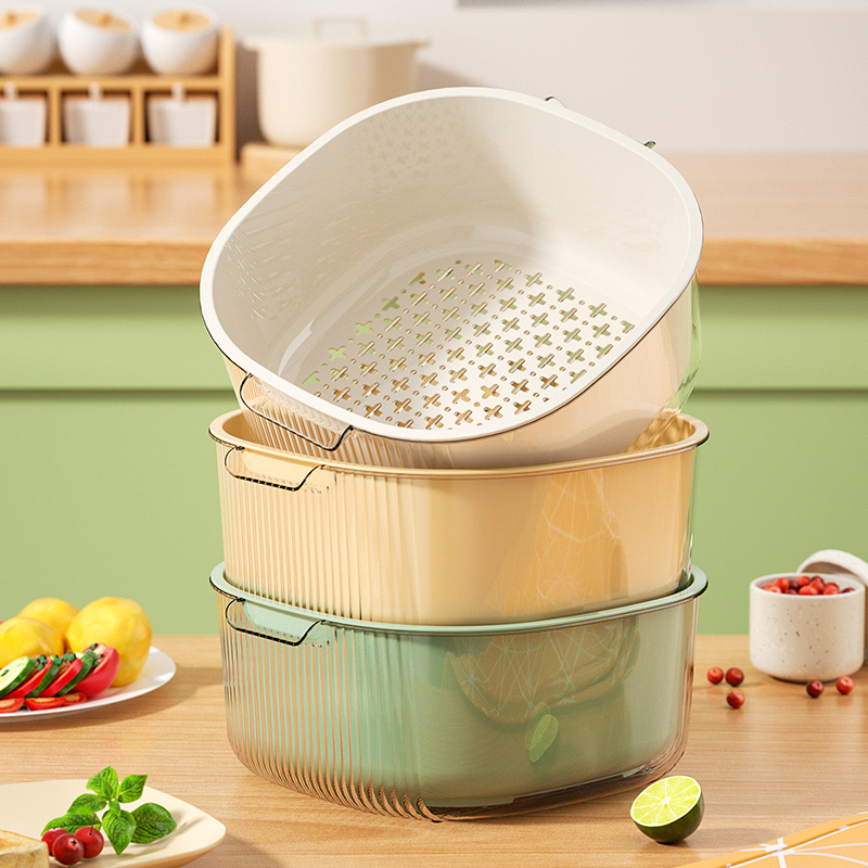 双层洗菜盆沥水篮厨房家用塑料
