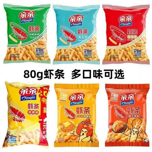 亲亲虾条火鸡面辣白菜80g小龙虾蛋黄日式泰式辣柠檬多种口味休闲
