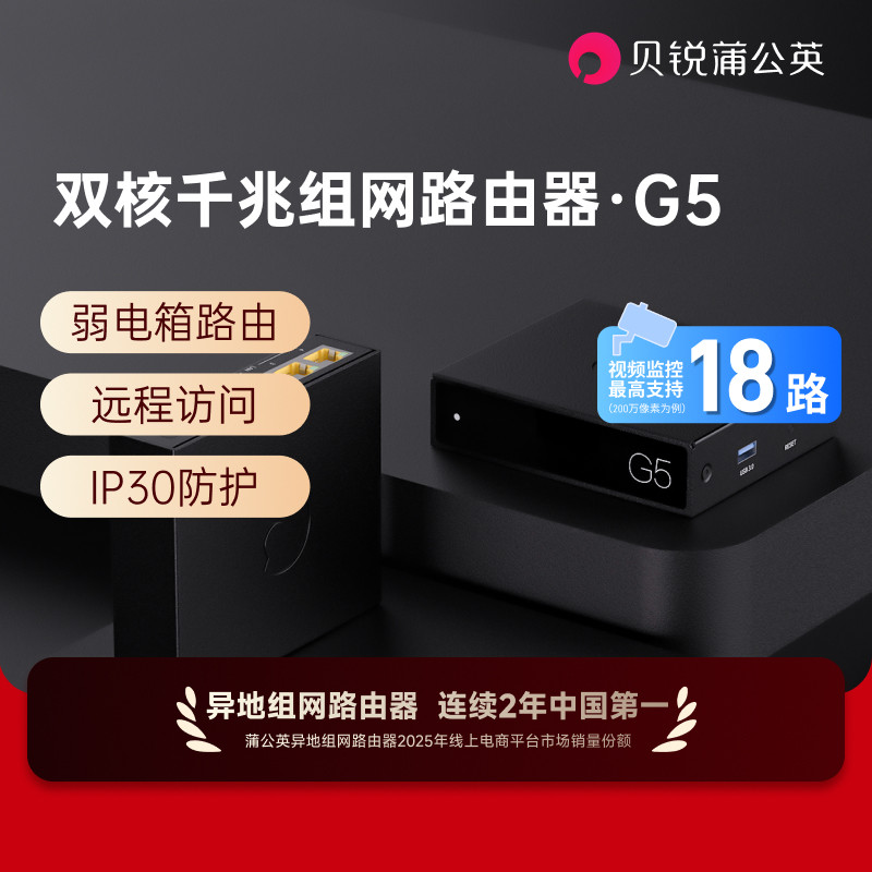 蒲公英G5千兆企业级有线路由器异地组网旁路IPSecPPTPL2