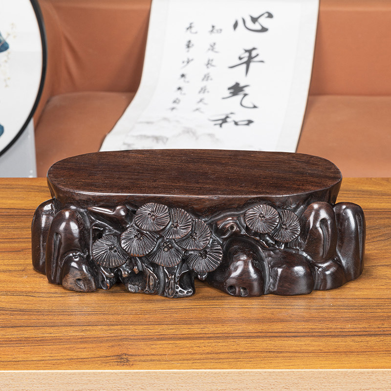 黑檀木实木根雕底座可挖槽图片