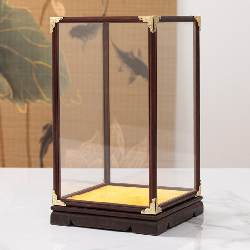 红木玻璃罩佛像观音菩萨古董文玩花瓶工艺品摆件防尘罩展示盒定制