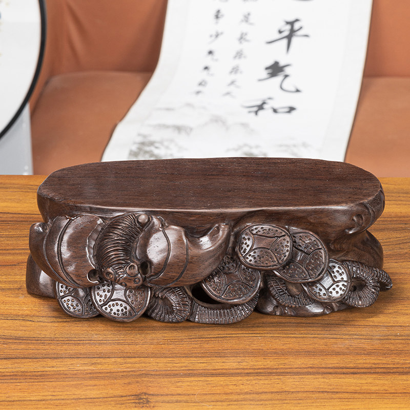 黑檀木实木根雕底座可挖槽图片