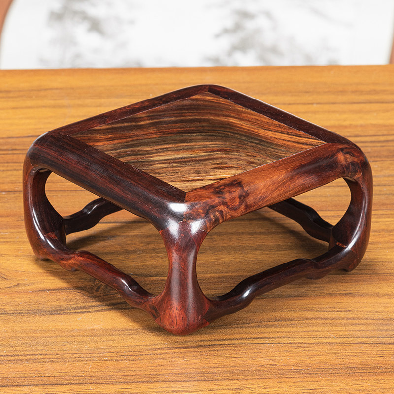 大红酸枝红木实木方形底座玉石奇石佛像摆件印章底座盆栽茶壶托架