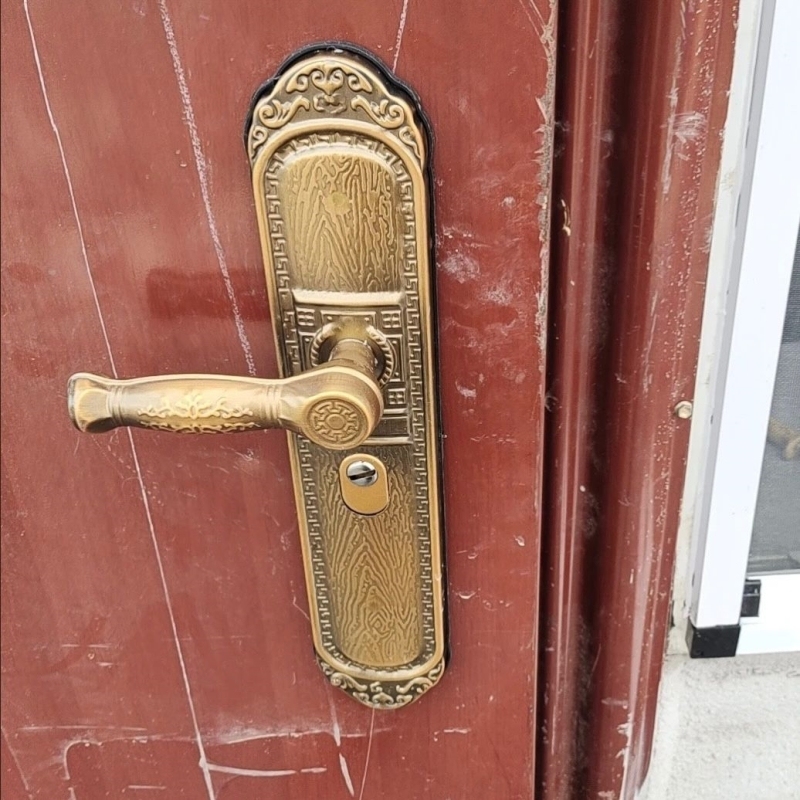 铝合金树皮纹大门锁执手锁拉手别墅孔距235mm黄古铜仿古豪华锁具