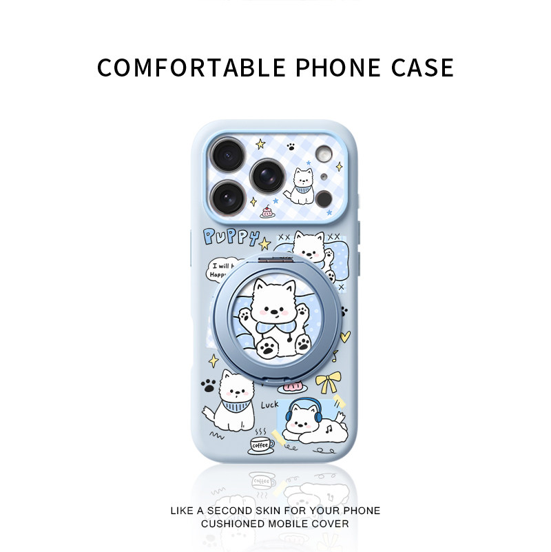 蓝白格纹西高地适用苹果18promax手机壳新款iPhone17ProMax可爱女款16pro冰川蓝15pm全包14液态硅胶支点壳13