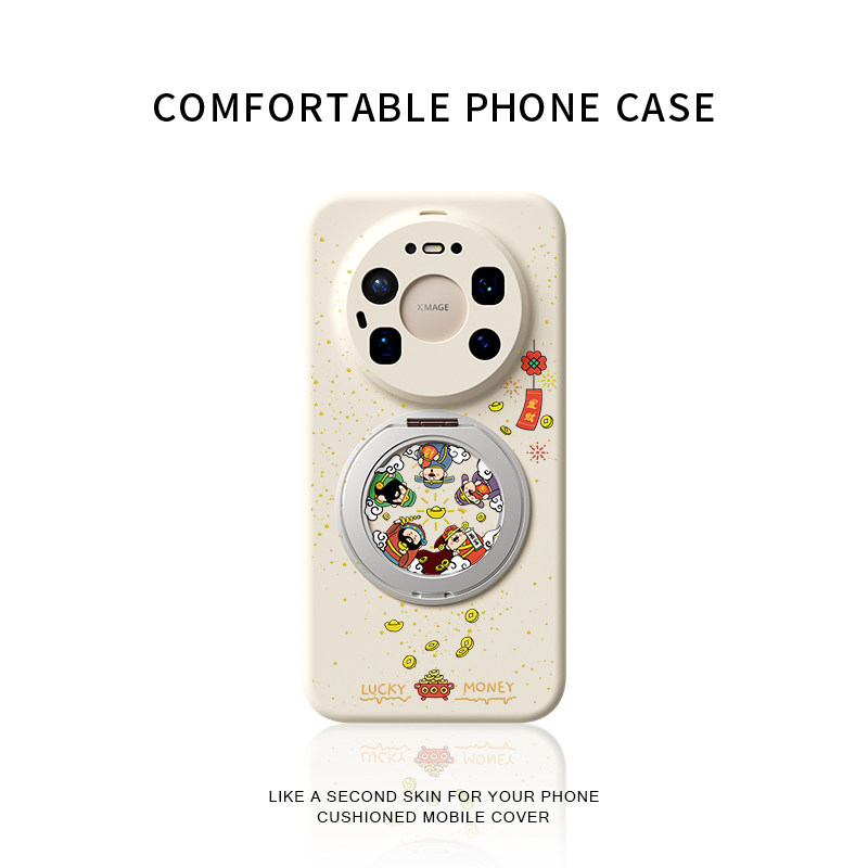五路财神爷适用华为mate80promax手机壳新款mate70液态硅胶60pro+磁吸带支架软壳防摔pura80镜头全包p70女款