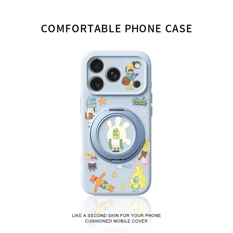 比奇堡居民适用苹果17promax手机壳新款iphone16pro镜头全包15液态硅胶软壳防摔保护套360°旋转磁吸支点壳女