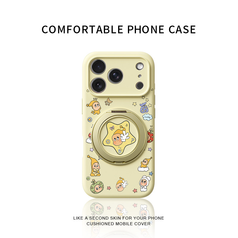 OK手套星星人适用苹果17promax手机壳新款iphone16pro镜头全包15液态硅胶软壳防摔保护套360°旋转支点壳女14