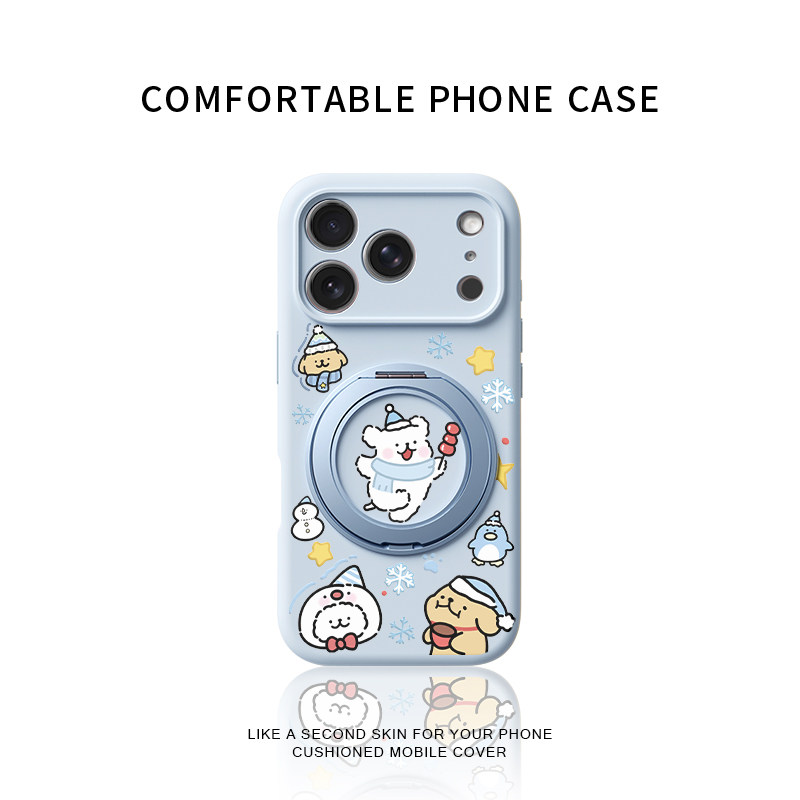 围巾线条小狗适用苹果17promax手机壳新款iphone16pro镜头全包15液态硅胶软壳防摔保护套360°旋转支点壳女14