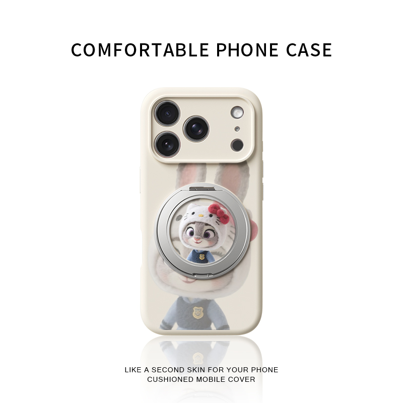 疯狂动物城尼克KT适用苹果17promax手机壳新款iphone16防摔15镜头全包14液态硅胶软壳旋转支架保护套支点壳女