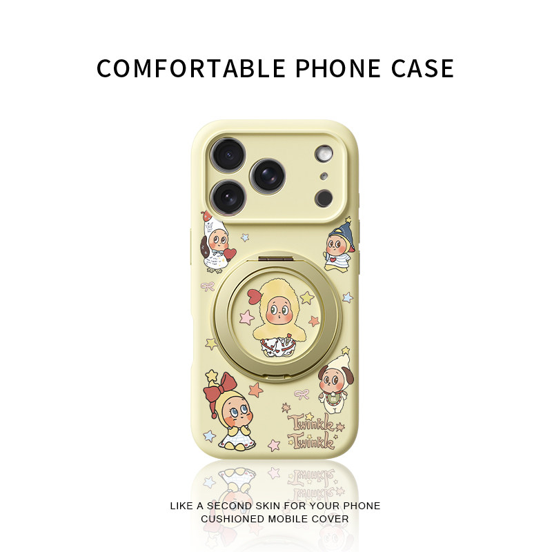 嘟嘴炸虾星星人适用苹果17promax手机壳新款iphone16pro镜头全包15液态硅胶软壳防摔保护套360°旋转支点壳女