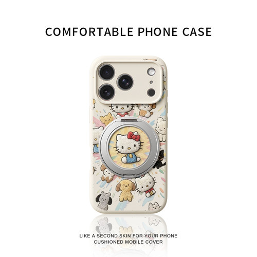 爆炸Kitty适用苹果17promax手机壳新款iphone16pro镜头全包15防摔14液态硅胶软壳旋转磁吸支架保护套支点壳女