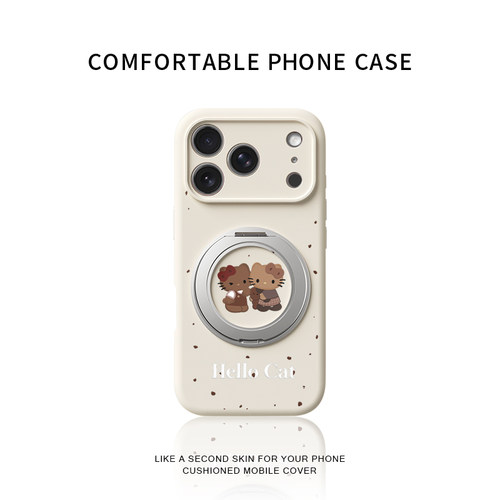 韩系美黑猫咪适用苹果17promax手机壳新款iphone18pro镜头全包16pm液态硅胶软壳防摔15保护套旋转支点壳女14