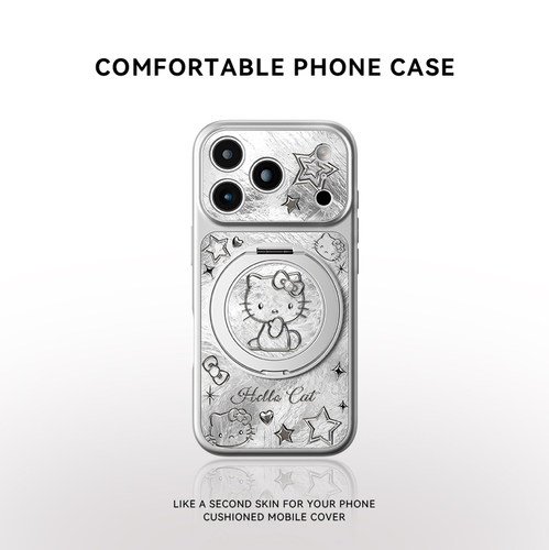 镀银星星kt猫适用苹果18promax手机壳新款iPhone17pro磁吸支架16pm可爱女款15相机按键14镜头全包防摔保护套