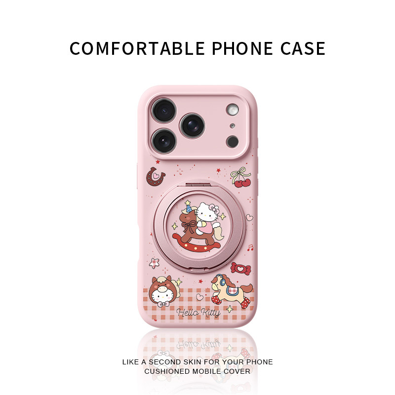 积木小马可爱猫咪适用苹果17promax手机壳新款iphone16pro镜头全包15液态硅胶软壳防摔360旋转磁吸支点壳女14