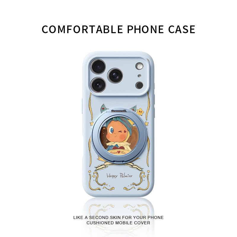 蓝色星星公仔适用苹果17promax手机壳新款iphone16pro镜头全包15液态硅胶软壳防摔保护套360°旋转支点壳女14