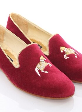 驿乐马术Ronner小马图案真皮乐福鞋Mimosas Slippers Carousel