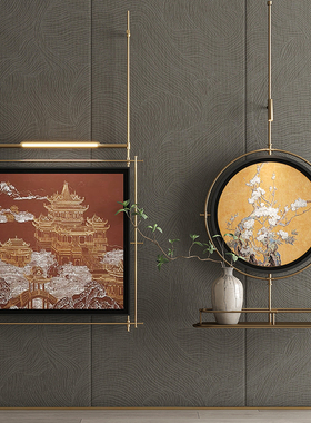 现代高级艺术品装饰灯壁挂金属杆装饰画 画样品屋展示中心立体玄