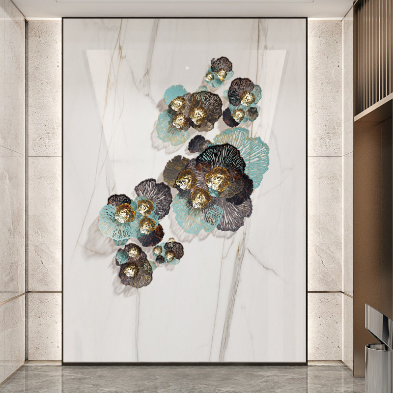 金属镂空花朵墙饰客厅玫瑰花挂件墙上装饰品酒店大唐壁挂立体挂饰