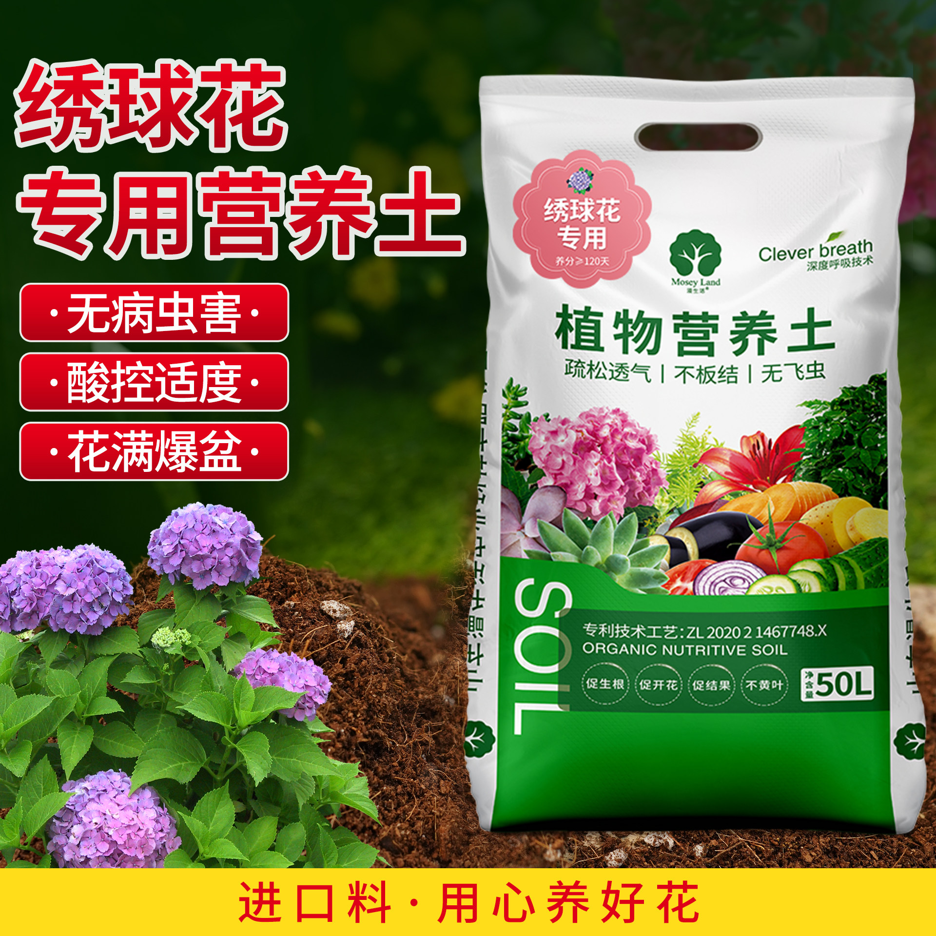 绣球花专用营养土有机种植土无病虫害酸控适度花满爆盆进口料透气