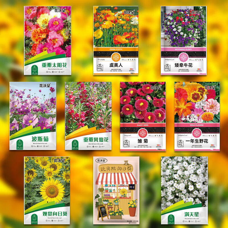 花沃里10款花种子套餐花卉种子组合太阳花凤仙花向日葵四季种野花属于什么档次？