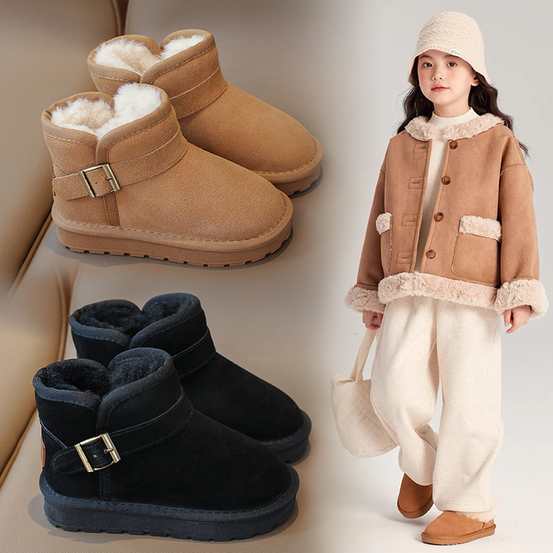 儿童雪地靴加绒加厚棉鞋男童短靴