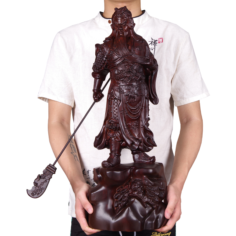 红檀木雕关公佛像摆件关羽武财神关二爷财神爷风水招财雕刻工艺品