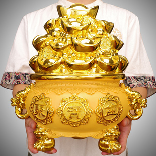 招财进宝聚宝盆摆件聚财客厅轻奢入户玄关店铺收银台前台开业礼物