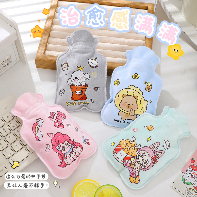 居家日用冬季新款卡通迷你植绒热水袋毛绒便携暖手宝神器柔软舒适