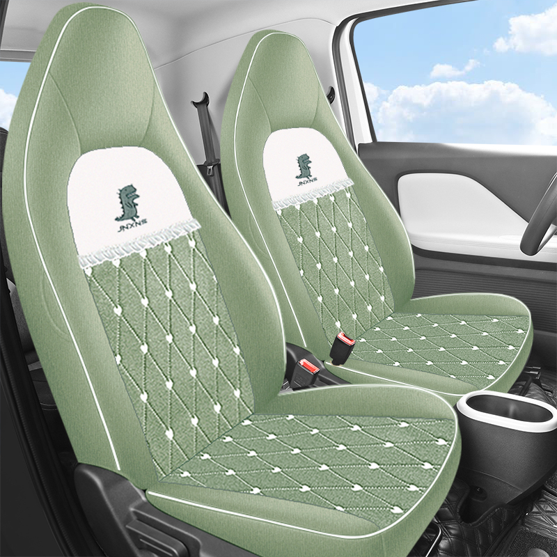 QQ多米凯翼拾月汽车坐垫专用棉麻四季通用座套亚麻全包麻布卡通