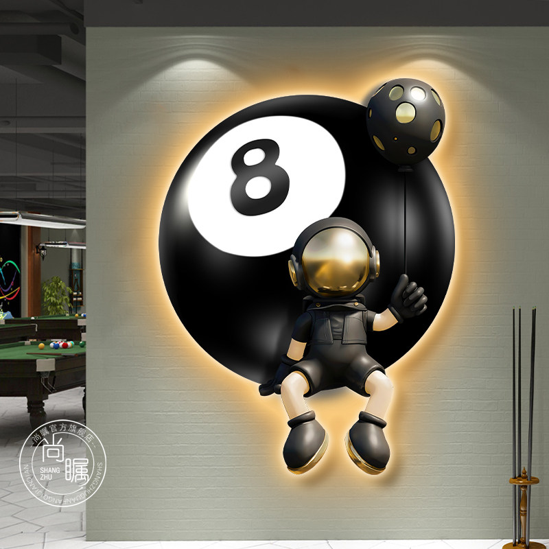 台球室装饰画led发光太空人墙壁背景墙挂画桌球厅斯诺克房间壁画