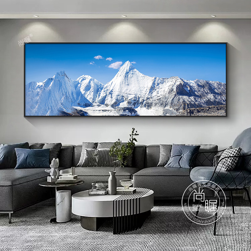 稻城亚丁风景画客厅装饰画沙发背景墙壁挂画轻奢大气央迈勇雪山
