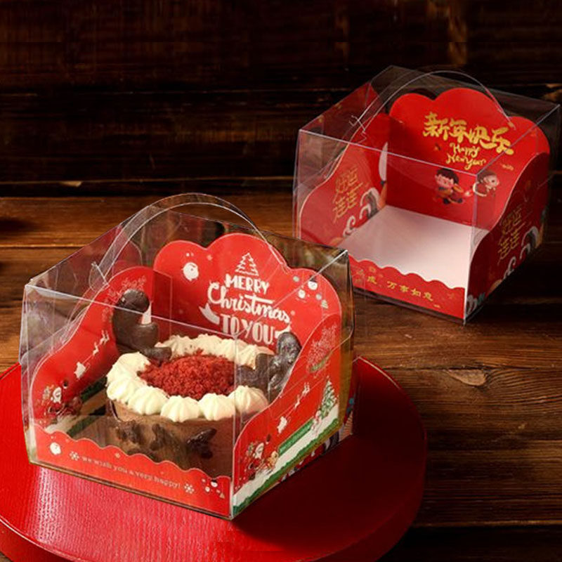 4寸新年跨年蛋糕盒圣诞手提透明爆浆生日蛋糕盒一次性点心包装盒,厨房/烹饪用具,点心包装盒/包装袋,淘宝优惠券,粉丝福利购,淘宝优惠卷