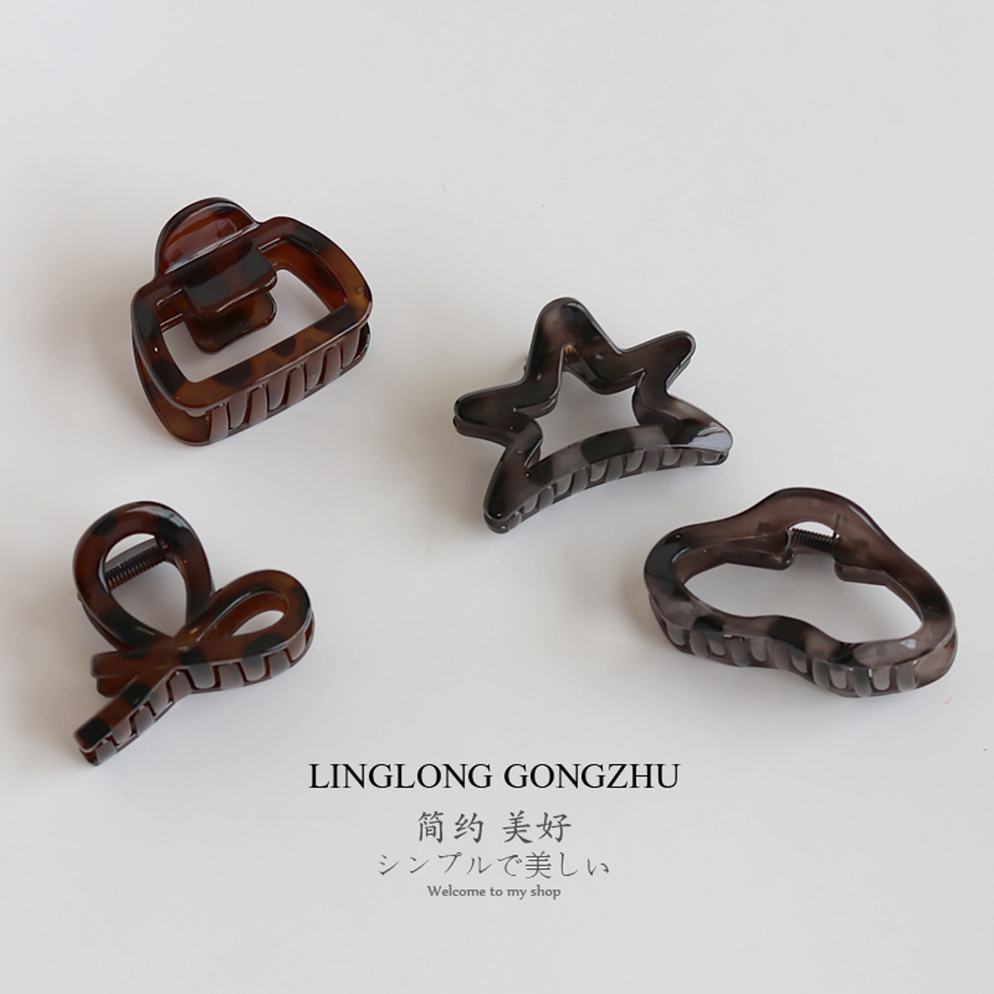 中小号马尾半夹抓夹女气质百搭豹纹小发抓后脑勺发夹简约小鲨鱼夹