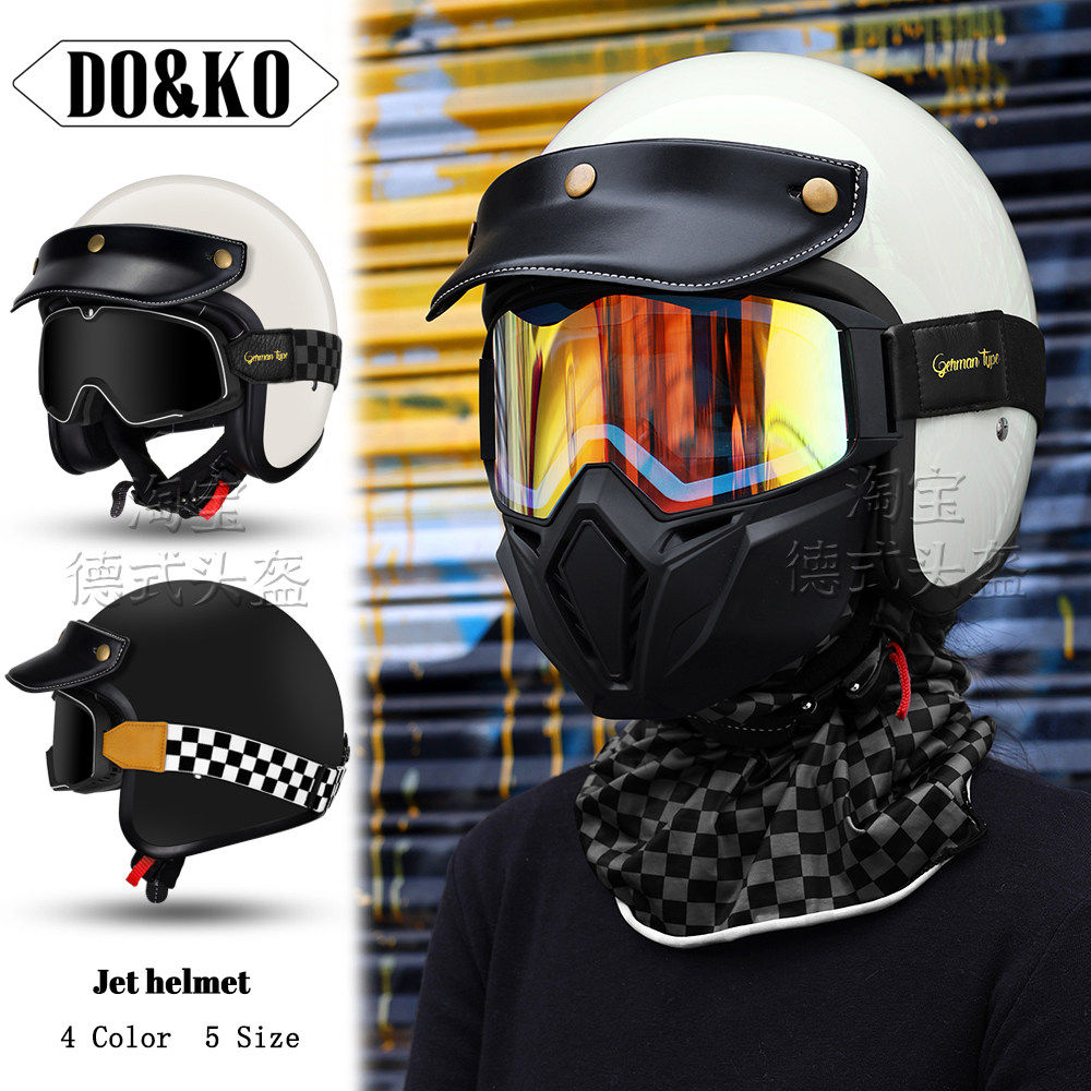 日本araione复古机车头盔3/4四分之三半盔半覆式电动摩托车新国标