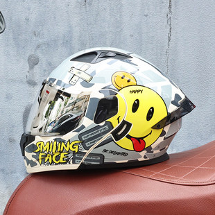 日本araione新3C认证摩托车头盔男女机车揭面盔双镜片加蓝牙半全