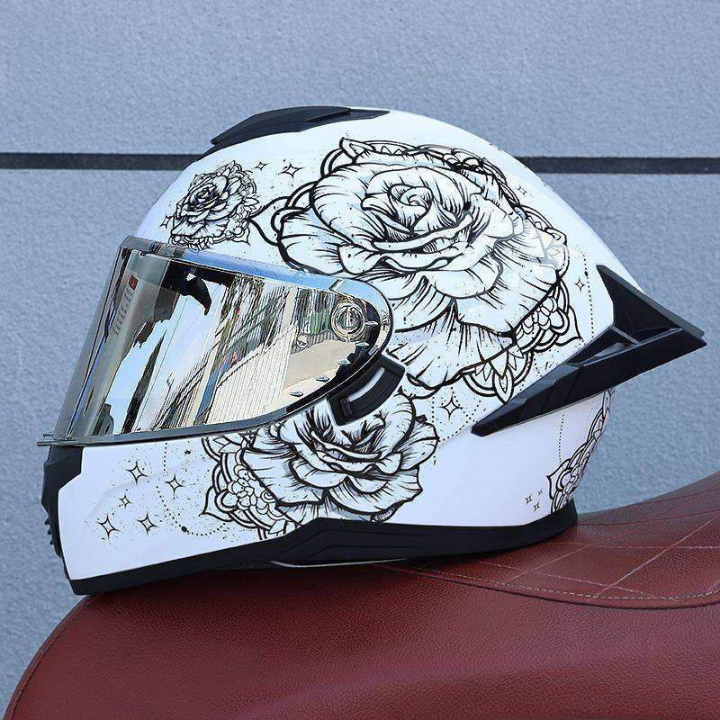 日本araione摩托车头盔男女双镜片情侣街车全盔个性趴赛跑车蓝牙3