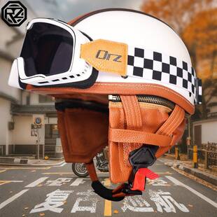 日本araione复古巡航头盔男摩托车机车女夏季四季骑行半盔电动瓶