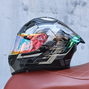 日本araione3C认证摩托车头盔男女揭面盔摩旅机车双镜片大尾翼四