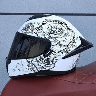 日本araione摩托车头盔男女双镜片情侣街车全盔个性趴赛跑车蓝牙3