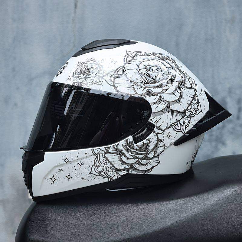 日本araione摩托车头盔男女双镜片情侣街车全盔个性趴赛跑车蓝牙3