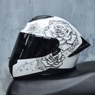 日本araione摩托车头盔男女双镜片情侣街车全盔个性趴赛跑车蓝牙3