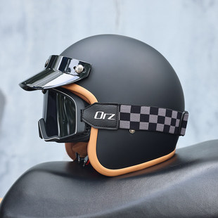 日本araione摩托车头盔男女复古巡航半盔踏板3/4新国标3C认证四季