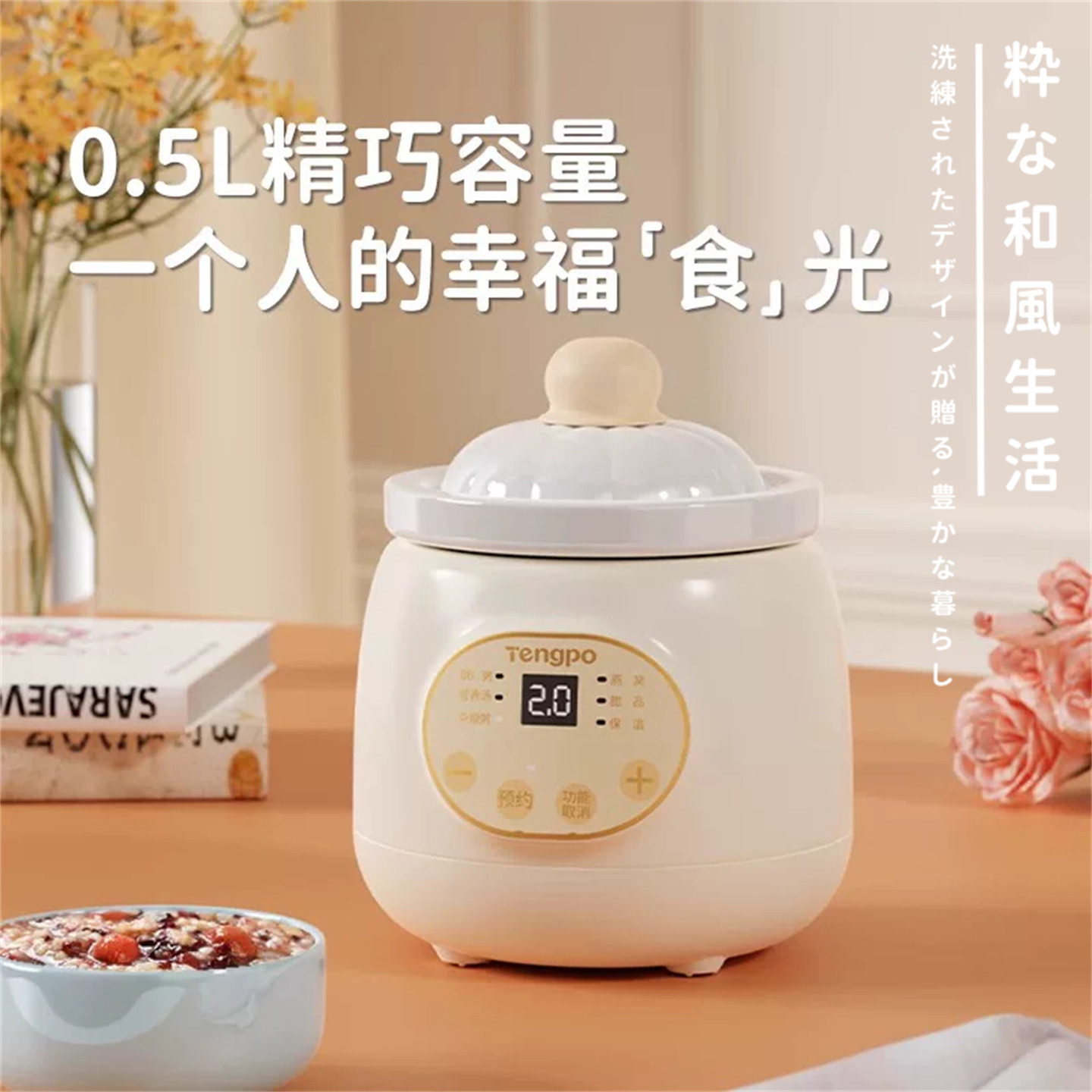 日本严选电炖锅陶瓷煲汤一人食小型炖盅家用炖汤锅煮粥专用不溢锅