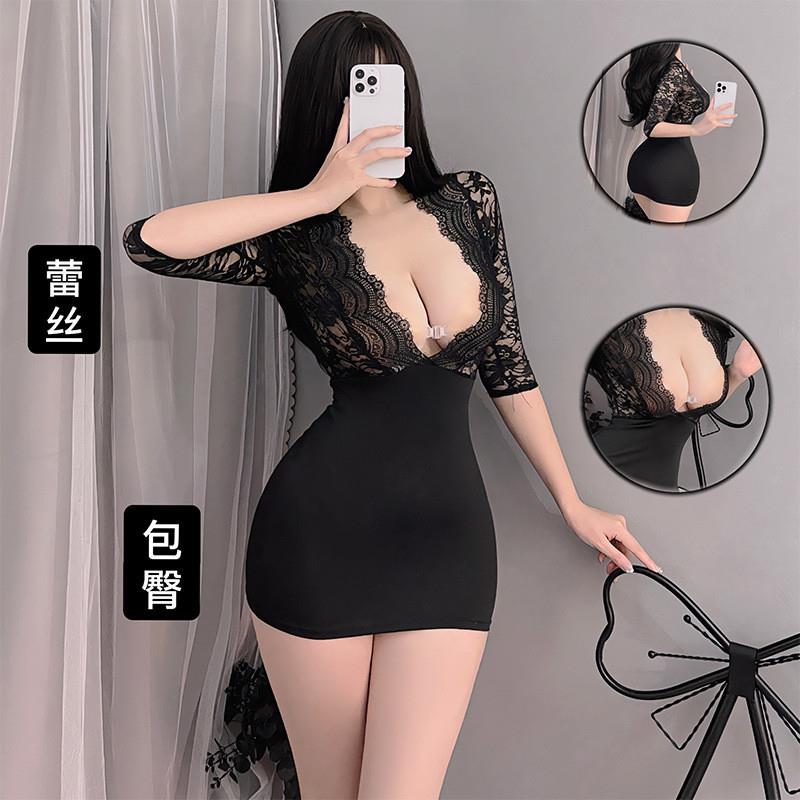 性感旗袍制服新中式辣妹马卡龙色连衣裙包臀星空纱裙连身短裙