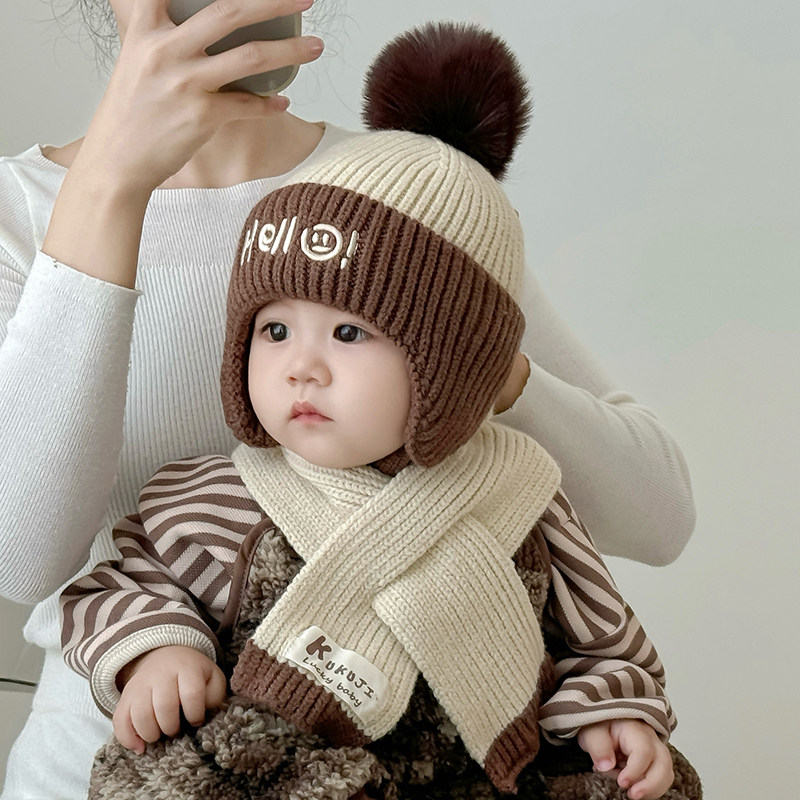 宝宝帽子秋冬款针织毛线帽男孩女童冬季加厚婴儿保暖围巾两件套装,童装/婴儿装/亲子装,帽子,淘宝优惠券,粉丝福利购,淘宝优惠卷