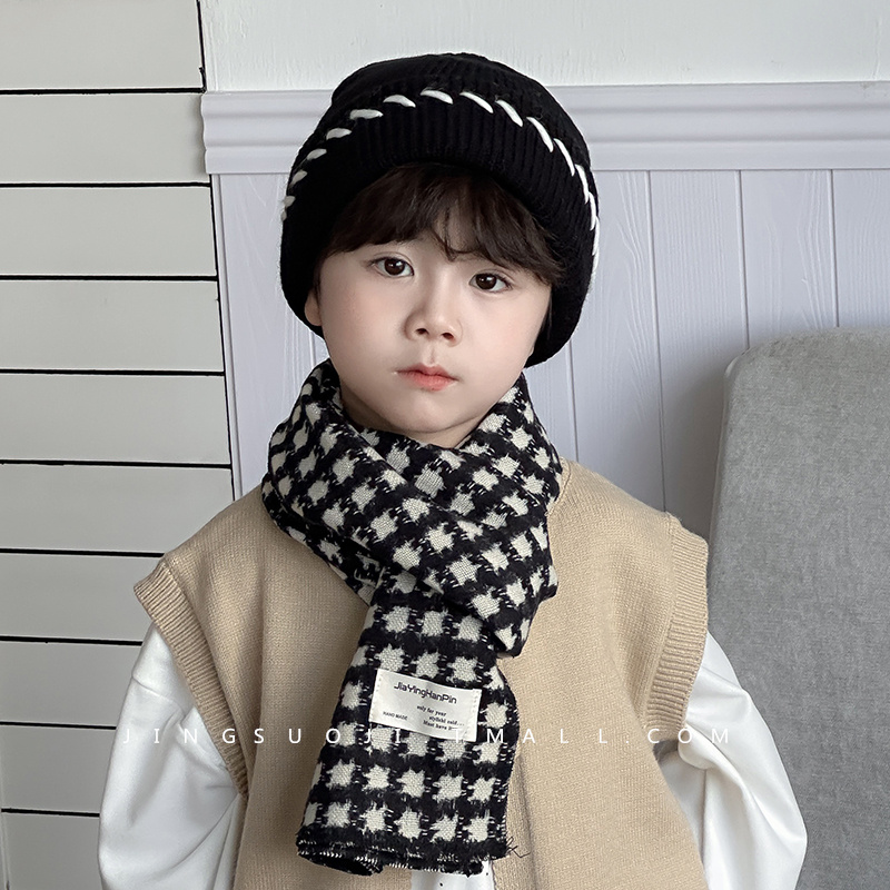 儿童围巾秋冬季洋气千鸟格