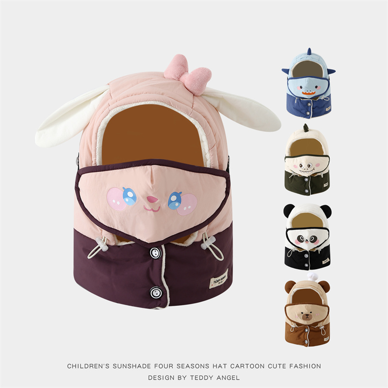 儿童帽子围脖口罩三合一秋冬季加绒加厚宝宝防寒保暖男女童护耳帽